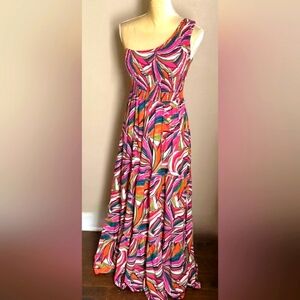 Abel the Label Anthropologie Kelissa One Shoulder Maxi Dress, Medium